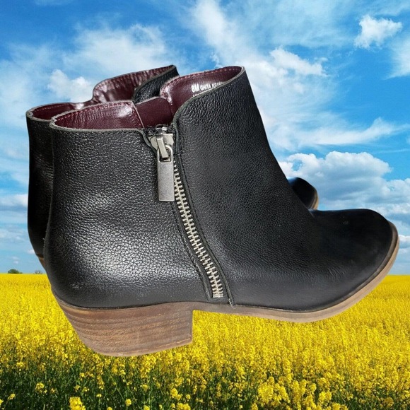 Kensie Ghita Black Pebbled Leather Dual Zip Up Booties Boots Women's Sz 8M - Picture 4 of 8